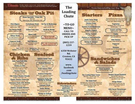 the loading chute menu|The Loading Chute, Hampton, NE